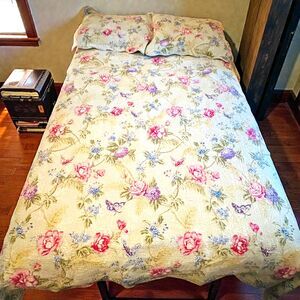MaryJane’s Home Floral King Comforter Shams Quilt Cottagecore Prarie Bloom Green